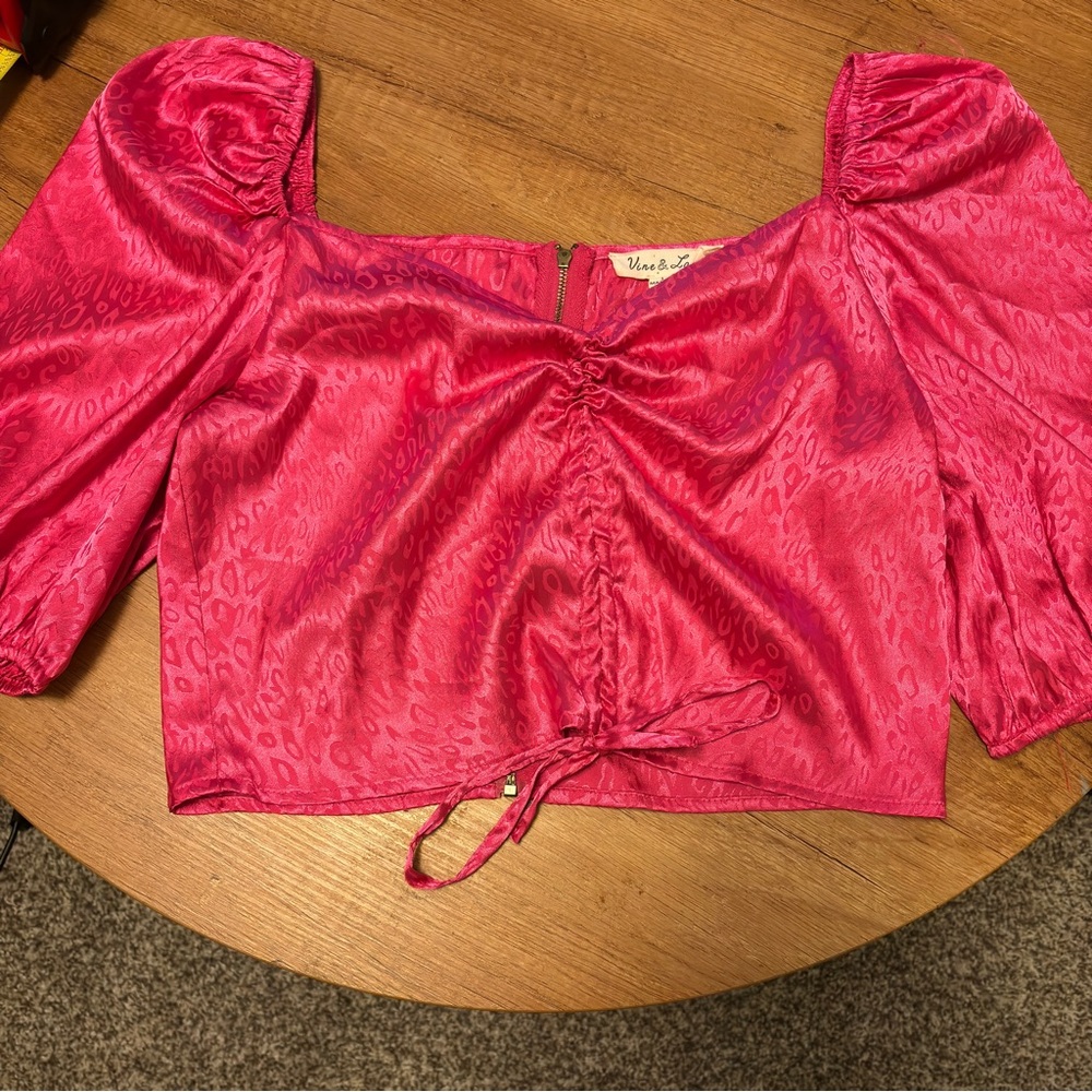 Vine & Love Hot Pink Ruched Crop Top